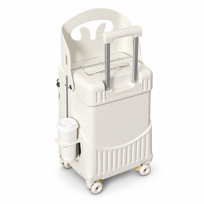 Child riding on the Little Roam carry-on suitcase